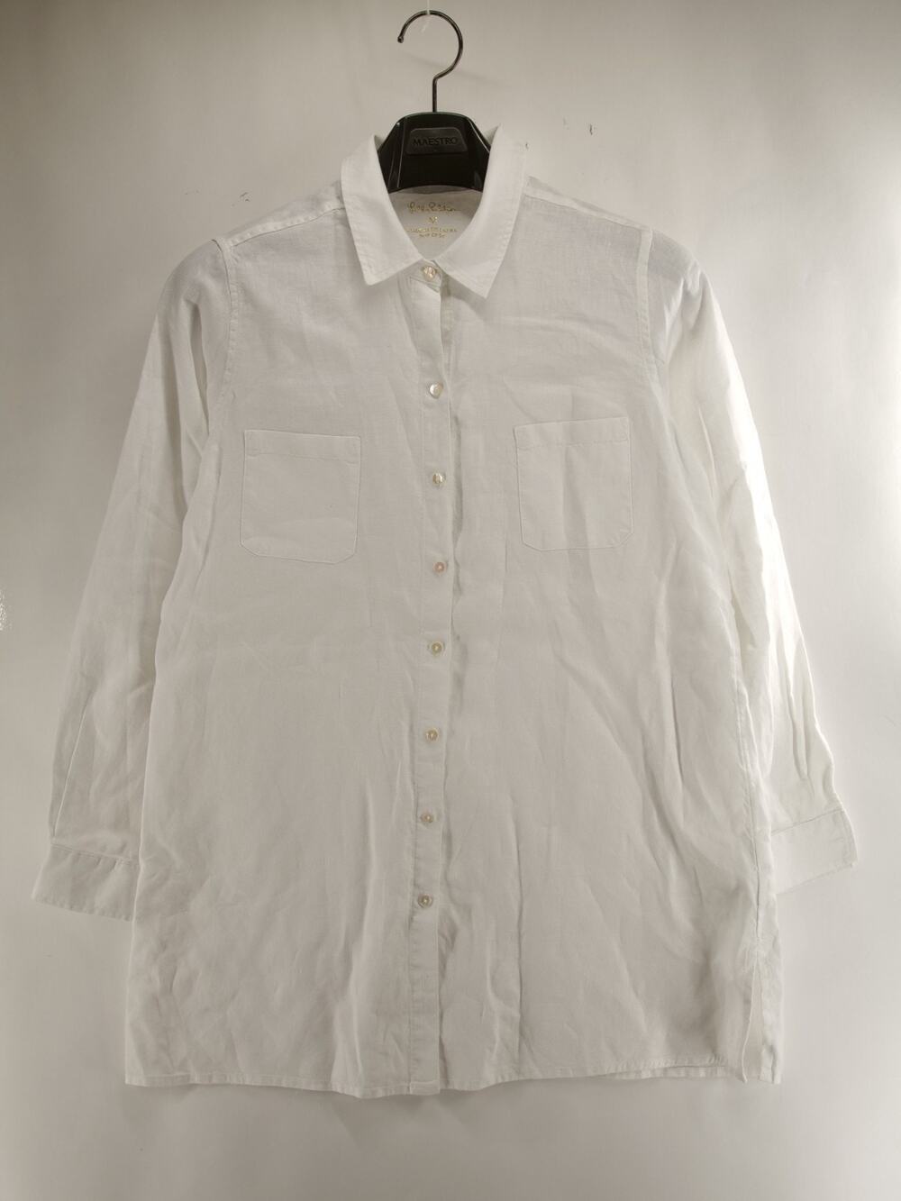 Lilly Pulitzer Sea View White Linen Button Down Tunic Shirt Swim Cover Up Size M